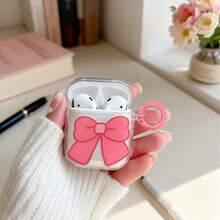 亚克力蝴蝶结印花耳机保护套，兼容苹果第四代、第二/三代耳机，软质保护套 - 無色 - 查看 4