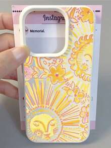 Yellow Sun Pattern Compatible With Apple Phone 16/12/13/11/14/17/15/ProMax/Pro/Plus/Xs Max/XS/X,Shockproof, Camera Protection Soft Shell Anti-Slip, Anti-Drop Phone - White - View 4
