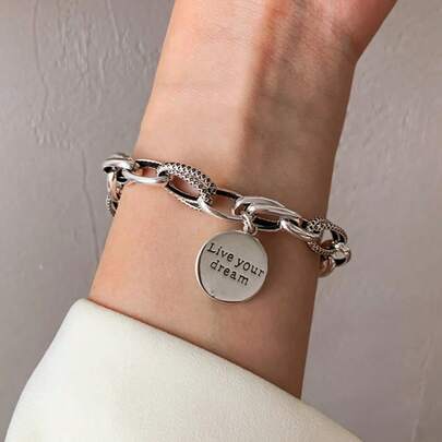 1pc Unique Vintage 925 Sterling Silver Geometric Twisted Chain Bracelet, Suitable For Women To Wear On Vacation, Daily, Party, Wedding