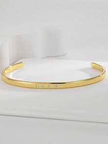 Charm-In 1pc Gold-Color Open Zirconia Bracelet For Women - Gold Model 5 - View 2