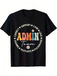 Vintage School Secretary Administration Appreciation Week Administrative Team T Shirt Short-Sleeved Men T-Shirts 220g Cotton, Christmas, Father Holiday Gifts, Perfect Fan Gifts, Couples' Outfits, Men Clothes
