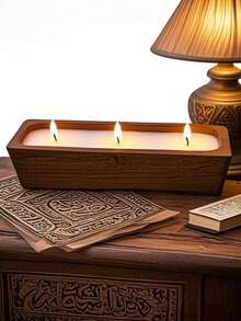 This Rectangular Wooden Aromatherapy Candle Is A Luxurious Ramadan Candle, As Well As A Holiday Decoration, Birthday Gift, Souvenir, And Small Gift, Especially Suitable For Ramadan, Valentine's Day, Easter, And Mother's Day. They Can Be Used As Table Decorations, Indoor Decorations, Photography Props, And Surprise Gifts. - Multicolor - View 4