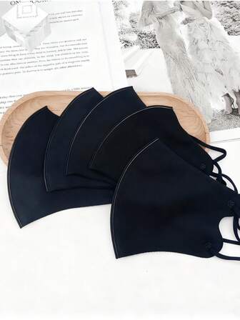 5pcs Women 3D Stereo Face Mask Set, Faux Suede Adjustable Ear Loops, Windproof Dustproof Warm Washable Mask, Suitable For Daily Outdoor Wear