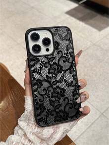 Ốp điện thoại acrylic bóng, họa tiết ren đen chuyển sắc, tương thích với Samsung S24/S25/S23 dòng S và A55/A15/A15, cũng tương thích với iPhone 16 Pro Max, 14, 13, 12, 11 Pro Max, XS Max, X, XR, 8, 7, Plus, 15, 13 Pro Max, 16, 14 Plus, 11. Thích hợp làm quà sinh nhật, quà cho bạn gái, bạn trai hoặc sử dụng cá nhân. - màu đen - Xem 2