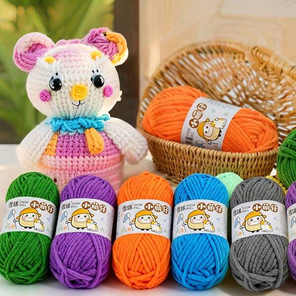 1 Skein 50g Handmade Chenille Yarn, 3.5mm Medium Thick Ice Stick Yarn, Suitable For DIY Scarf, Hat, Jacket, Sweater, Bag, Doll, Cushion