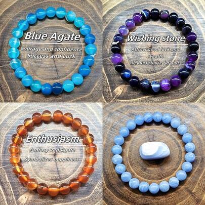 سوار خرزي أزرق أجات وأرجواني أجات أنيق للأزواج، منتج عبر الحدود أحلامي قطعة واحدة