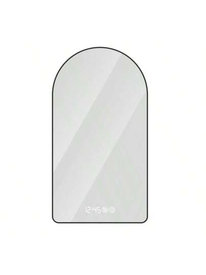 70 120 Cm Arched LED Bathroom Mirror, Time Temperature Display, Backlit, Anti Fog, Dimmable, Three Temperatures Moderne Vanity Ideal Above The Sink, Zwart Frame view 6