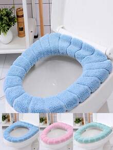 1 件加厚浴室马桶座垫，柔软舒适，弹性十足，易于安装，创意南瓜图案，通用马桶座垫，加厚可水洗，浴室装饰，冬季装饰，浴室配件，浴室工具