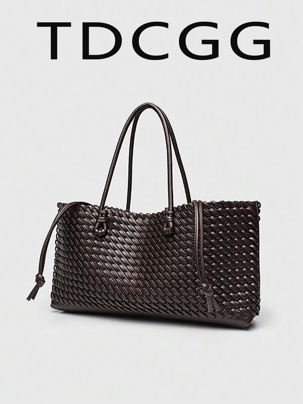 حقيبة كتف جلد اصطناعي منسوجة عادية للنساء، حقيبة كبيرة السعة للكتف، حقيبة هوبو، حقيبة يد متعددة الاستخدامات مناسبة للذهاب إلى العمل والاجتماعات والسفر التجاري والمواعيد والحفلات والعطلات والهدايا عيد الميلاد