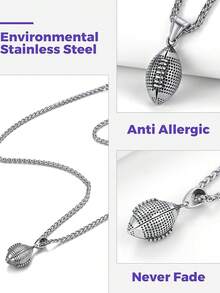 Richsteel 3D/Basketball/Soccer/Baseball Ball Boxing Glove Cool Pendant Men, 316L Stainless Steel Sneaker Chain,Sport Fan Jewelry - 01-steel Football - View 10