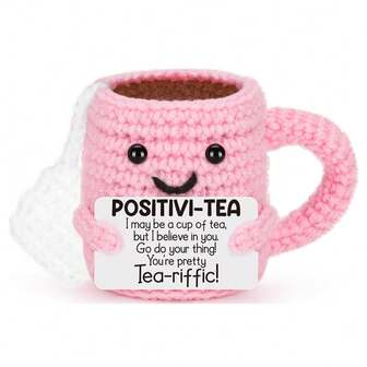 圣诞钩针茶杯，送给闺蜜的友情礼物，适合闺蜜生日、交换礼物、圣诞袜填充物等场合，可爱小巧的手工情感茶杯，桌面装饰