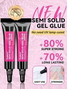 2PCS/1PC Newly Upgraded Quick Drying 10g Semi Solid Nail Glue For Press On Nails Tips No Need For UV Lamp Long Lasting Fake Acrylic Nails Kit Glue Gel - Trong sáng - Xem 7