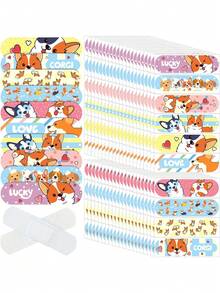 50/100pcs Kids Bandages, 10 Styles, Children's Use, Self-Adhesive, Flexible, Colorful Cute Cartoon Patterns, Waterproof Breathable, Patch Style, Wound Protection, Suitable For Boys And Girls