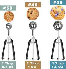 Cookie Scoop Set, Include 1 Tbsp/2 Tbsp/3 Tbsp, Cookie Scoops For Baking Set Of 3, 18/8 Stainless Steel, Good Grip, Non-Slip, For Cookies Cupcake Muffin Ice Cream Waffle - Black - View 4