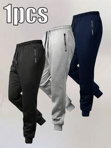 Men's Autumn/Winter Thermal Lined Elastic Waist Casual Jogger Pants