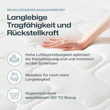 RAVENSBERGER Comfortmatratze Ravo-PUR - Härtegrad H4, hart - 90 x 200, Höhe 19 - ergonomische-Zonen Matratze mit RAVOTEX Funktions-Bezug, allergikerfreundlich