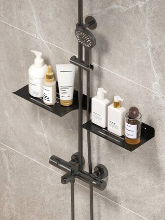 1 pieza Estantería de almacenamiento para baño, Organizador de almacenamiento de maquillaje, Estante para champú, Estante de ducha, Accesorios de baño, Estante de pared en forma de U sin taladrar
