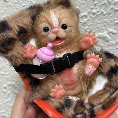 1 PC Lifelike 6-Inch Handmade Silicone Reborn Cat Doll, Full Body Soft Waterproof Animal Doll, Ideal Gift And Present For Kids