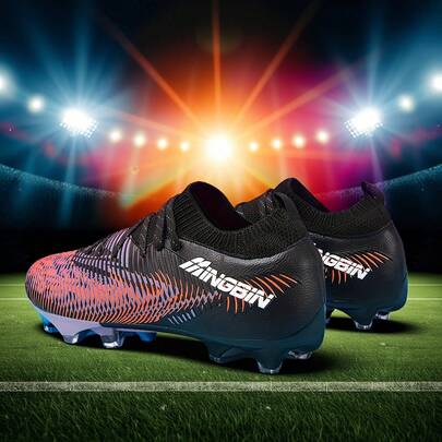 1 Pair Football/Soccer Shoes, Low-Top Outdoor Soft Ground Cleats For Match & Training, PU Lace-Up Anti-Slip AG/FG Spikes, Lightweight High-Performance Non-Slip Design, Professional Soccer Boots, Factory Direct , Multiple Colors Available