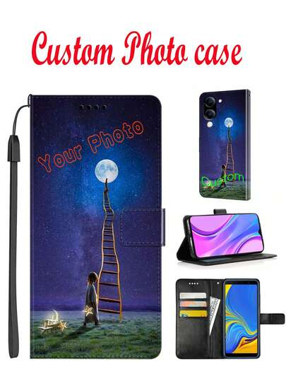 Design personalizável para capa de telefone, carteira, porta-cartões com alça de cordão, presente