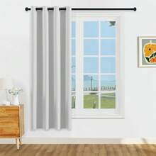 1片/2片装轻薄遮光窗帘，100%遮光，顶部带金属孔眼，适用于客厅/卧室，粉色 - 白色 - 查看 13