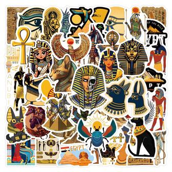 60PCS Ancient Egypt Graffiti Stickers Decals Pharaoh Aesthetic Material Laptop Mobile Phone Water Cup Luggage Decoration Stickers Scrapbook Supplies Scrapbook Stationery