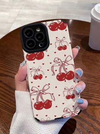 夏季 1 件可爱红色樱桃磁吸充电软壳适用于 Apple 17/Apple 17 Pro/Apple 17 Pro Max/16 15 14 13 12 11 Pro Max 时尚花卉透明防震保护套