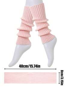 Pastel Ribbed Knit Leg Warmers, Women's Warm Boot Cuffs, Autumn/Winter, Everyday Knit Leg Warmers, Comfortable & Warm - Multicolor - View 3