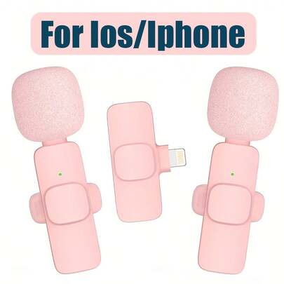Wireless Lavalier Microphone Compatible With IPhone Plug And Play Clip On Lapel External Mini Lapel Lightning Microphone Compatible With IPhone Clip-On Mic For Video Interview Vlog Microphone,Mini Mic Pro Wireless Microphone For Compatible With IPhone Lightning , Lavalier Clip-On Mic For Video Recording , Clear Recording Podcast, Podcast Vlogging, Pink