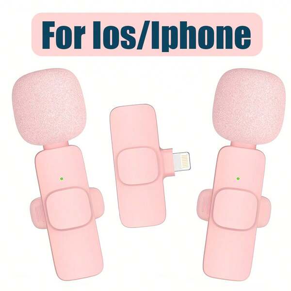 Micrófono inalámbrico de solapa compatible con iPhone, enchufar y usar, micrófono de solapa externo mini con conector Lightning compatible con iPhone, micrófono de solapa para video, entrevista, vlog, micrófono inalámbrico mini pro compatible con iPhone Lightning, micrófono de solapa para grabación de video, grabación clara de podcast, podcast, vlogging, rosa