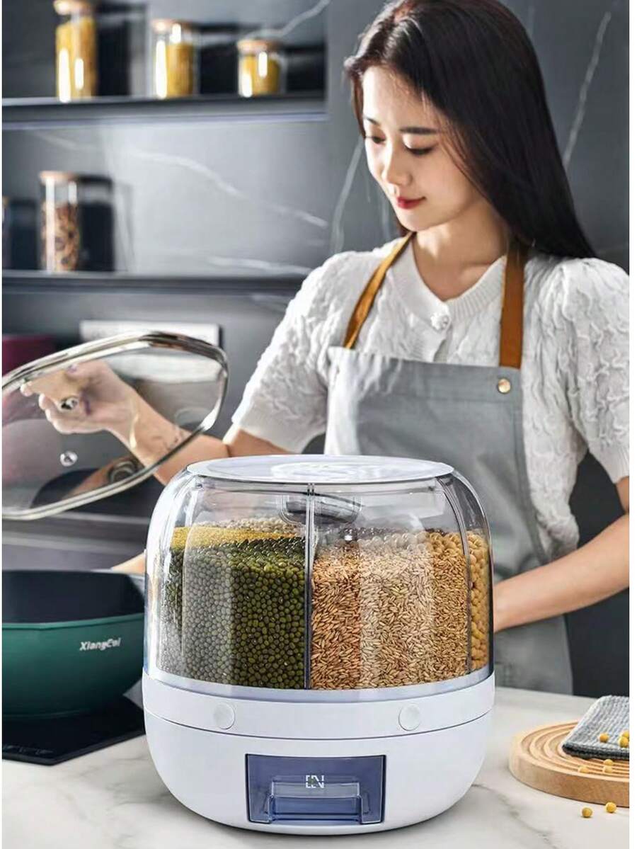 1 Stück großer 360° drehbarer Süßigkeitenspender - Mehrfachfächer, feuchtigkeitsgeschützt, insektensicher, Kunststoff Aufbewahrungsbehälter