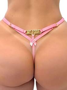 Lace Thong Panty With Pendant Me F. Sexy Sensual For Nighttime Everyday Assorted Colors - Màu Hồng baby - Xem 1