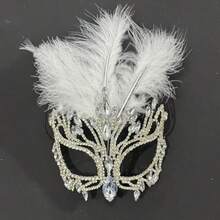 万圣节几何水晶钻面具，镂空闪亮水钻脸部饰品，适合化妆舞会