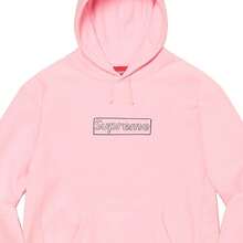 Supreme X K Chalk Logo Hooded Sweatshirt SS21 (SS21SW39) Men Cotton Winter Autumn Sport Outwear Pullover Long Sleeve Tops Warm Soft Sweatshirts - 粉色 - 查看 2