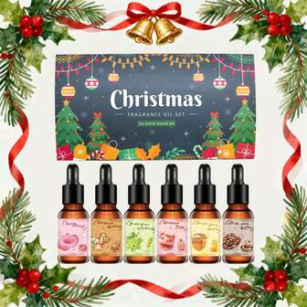6 Stück/1 Stück Weihnachts-Ätherisches-Öle-Set/10ml Essbare Essenz Ätherisches Öl Weihnachtsplätzchen, Karamellpudding, Kürbiskuchen, Weihnachtsbaum, usw., Aromatisches Öl schafft eine festliche Atmosphäre von Weihnachten und Neujahr, 10ml wasserlösliches ätherisches Öl/Aromaverteiler/Luftbefeuchter/Diffuserstein/Auto-Diffuser, Schlafzimmer, Wohnzimmer, Küche, Badezimmer, Auto, Hotel Entspannungsparfüm, Weihnachtsgeschenk, Neujahrsgeschenk