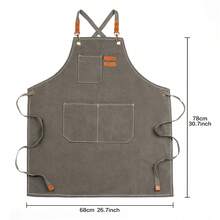 Cross-Back Apron, Canvas Material, Suitable For Outdoor Barbecue, Outdoor Work, Art Painting And Gardening, With 3 Pockets, Adjustable Strap