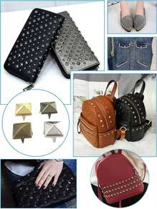 100 chiếc đinh tán hình chóp vuông, đinh tán kim loại 4 chấu, phụ kiện đầu nhọn, thích hợp cho quần áo, túi xách, giày dép, đồ thủ công phong cách Punk Rock, có thể dùng để tự làm đinh tán da, túi xách, quần áo, giày dép, v.v. - Nhiều màu - Xem 3