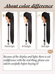 18~34 Inch Synthetic Fiber Ponytail Extensions, Long Straight Black Ponytails, Tie-On Ponytails, Long, Smooth, High-Top Ponytails For Women. - Multicolor - View 6