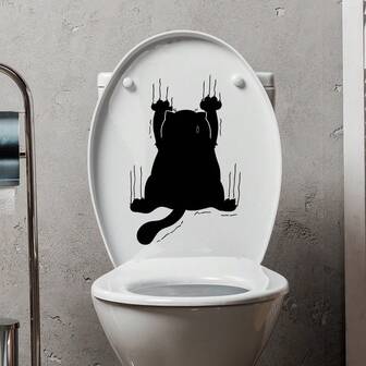 1/2개 재미있는 고양이 화장실 스티커, 자가 접착 욕실 가정 장식 벽 스티커, 문 스티커, 냉장고 스티커, 창문 스티커, 화장실 스티커, 화장실을 더 편안하게 만들어주는 재미있는 아이템