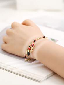 14K Gold Jewelry Wholesale Asabech Evil Eye Hamsa Hand Shaped Lucky Amulet Bracelet, Customizable Brass - Bracelet - View 5