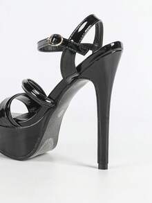 Giày sandal cao gót đế xuồng hở mũi chống thấm nước, cao 14cm, màu đỏ, thích hợp cho mùa xuân/hè. - màu đen - Xem 9