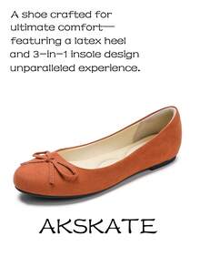 A Pair Of Elegant Women's Flat Shoes Featuring A Charming Bow Design. Made With A Soft Suede Upper And A Breathable PU Lining, These Flats Are Equipped With A Triple-Layered, Ultra-Comfortable Insole For All-Day Wear. Perfect For Daily Commuting, Work, Campus Life, Outdoor Strolls, Birthday Parties, And A Variety Of Social Gatherings. - Quả cam - Xem 5