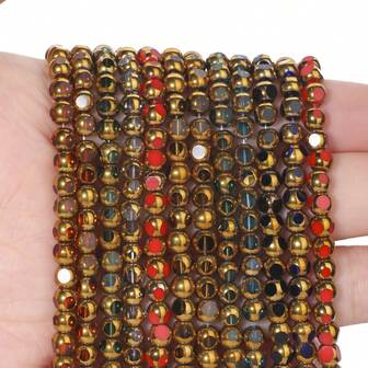 4mm Round Crystal Glass Beads Golden Faceted Loose Spacer Beading For Diy Charms Earring Bracelet Necklace Jewelry Making Crafts