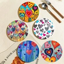 1 Set/6 pezzi Sottobicchieri in legno stile carino per bambini, set di sottobicchieri in legno, tappetini isolanti per il calore, adatti per bar, riunioni domestiche, caffè, ufficio e varie occasioni, regalo di inaugurazione della casa