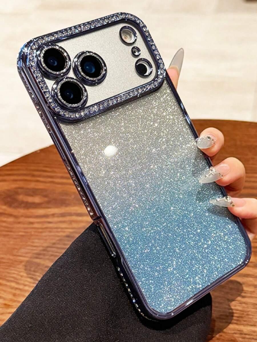 1 pièce Étui de téléphone en silicone souple avec dos électrolysé, pailleté, brillant et orné de diamants compatibles avec 17 AIR 16 15 14 13 12 11 Pro Max Plus