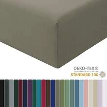 RUIKASI Microfibre Fitted Sheet, Oeko-Tex Certified Bed Linen, 30 Cm Deep Pocket, Anthracite Grey, 180 X 200 Cm - 06 - Taupe - View 3