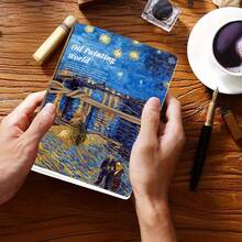 1本梵高素描本-A5复古旅行笔记本，星空图案设计|80页空白页，复古树叶标签和绷带装订，适合手绘、DIY写作、计划，是送给艺术家的完美礼物，也是圣诞礼物的理想之选。 - A5 - 查看 9