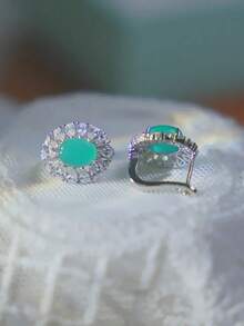 Fresh Exquisitely Crystal Flower Earrings Fashion High Quality Natural Ice Chalcedony Green Earrings For Women Party Fine Jewelry Valentines,Mom,Mother,Mother's Day,Gift