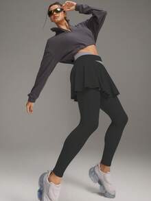 Soyun 女士抓绒拼色短裙裤冬季保暖日常健身裙裤