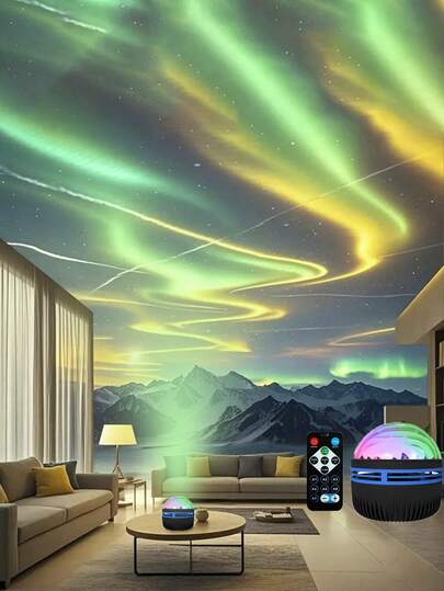 1 件北极光投影灯 - 迷人的夜灯，具有 7 种模式和遥控器，可调光 LED 台灯，USB 供电，适用于万圣节、圣诞节、卧室、游戏室、派对 - 理想的节日礼物